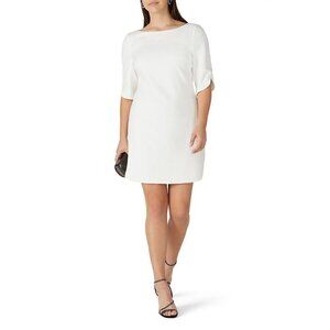 Black Halo Molly Short Sleeve Sheath Mini Dress White Womens Size 6